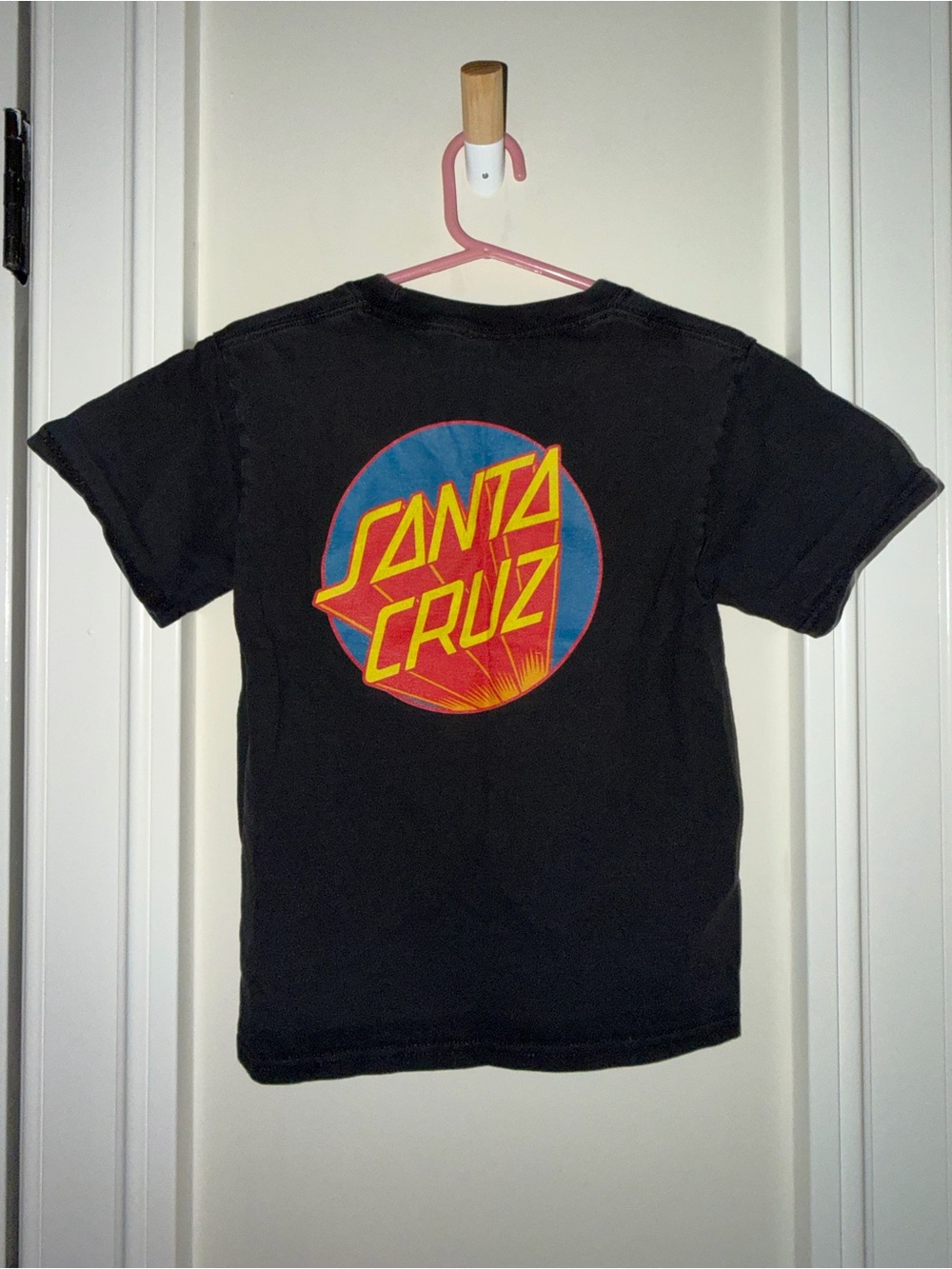 Santa Cruz Skateboards Black Tee with Retro Yellow & Red Logo